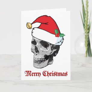 Tarjeta de las Felices Navidad del cráneo de Santa