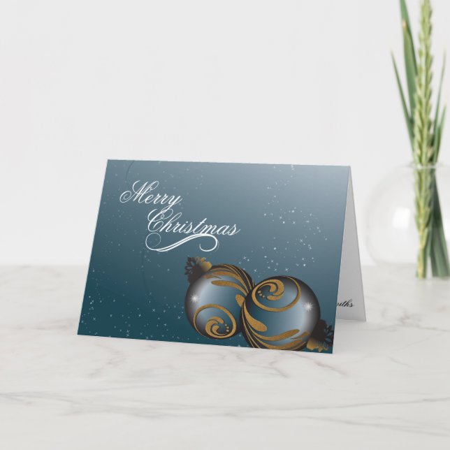 Tarjeta de las Felices Navidad - ornamentos verde (Anverso)