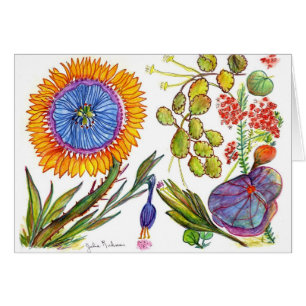 Tarjeta de las flores Botanical-59 y de las hojas