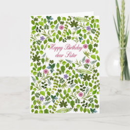 Tarjeta de las hojas de cumpleaños dispersas