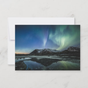 Tarjeta de las islas Lofoten de las luces del nort