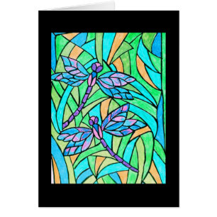 Tarjeta de las libélulas del vitral