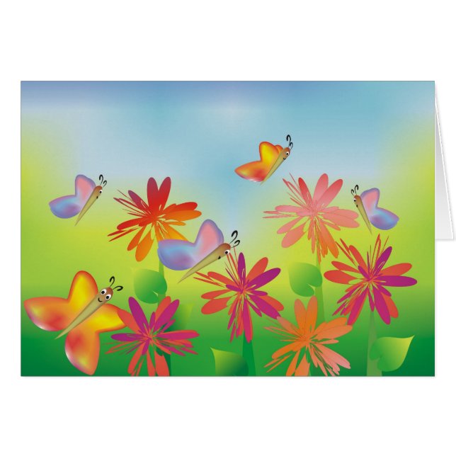 Tarjeta de las mariposas del verano (Anverso (Horizontal))