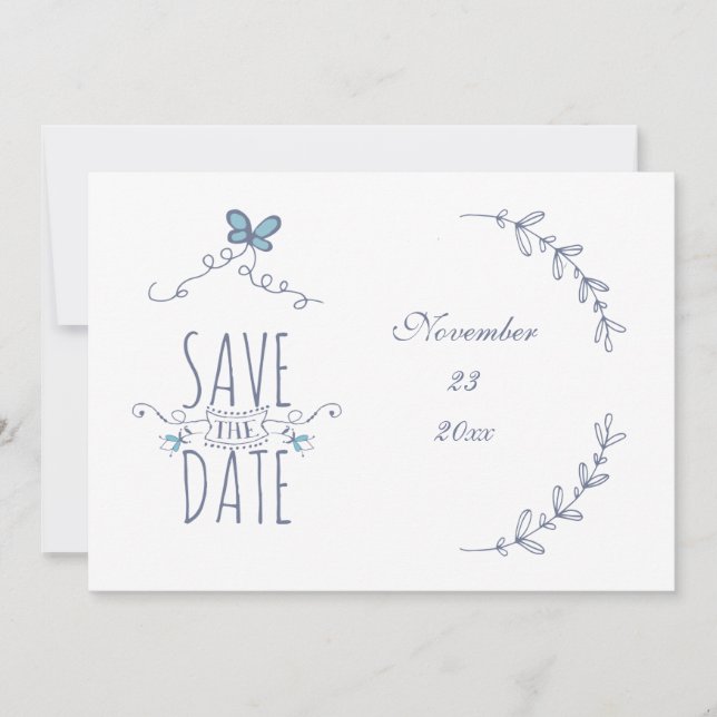 Tarjeta de Laureles Personalizada Save the Date (Anverso)