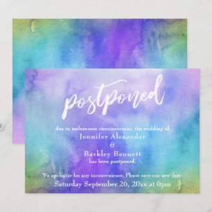 Tarjeta de lavado de color pastel Boda postponeado