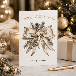 Tarjeta de lazo de Navidad personalizada elegante