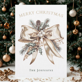 Tarjeta de lazo de Navidad personalizada elegante