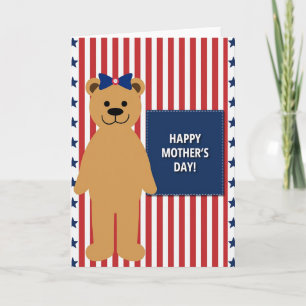 Tarjeta de lazo de oso rayado del día de las madre