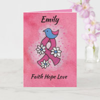 Tarjeta de lazo rosa de cáncer de seno Fe Esperanz