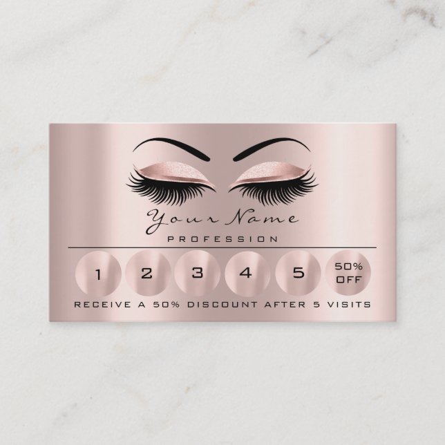 Tarjeta de Lealtad 6 Makeup Eyebrow Rosa de azotes (Anverso)