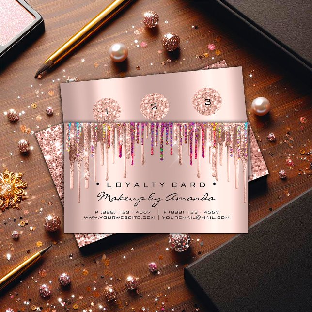 Tarjeta de lealtad 6 Punch Makeup Unicorn Holograp (Loyalty Card 6 Punch Makeup Unicorn HolographRose)