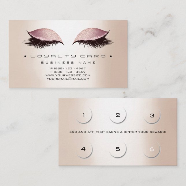Tarjeta de Lealtad 6 Salón de Belleza Maquillaje R (Anverso / Reverso)
