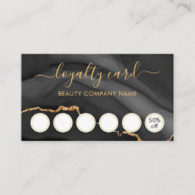 Tarjeta De Lealtad De Salon De Mármol Negro Y Oro