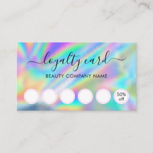 Tarjeta de Lealtad Glam Faux Holographic Beauty Sa