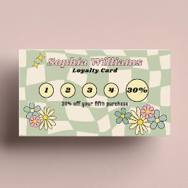 Tarjeta de Lealtad Retro Green Checks Business Mar