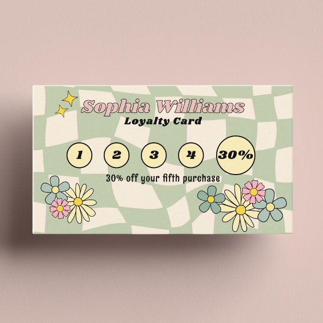Tarjeta de Lealtad Retro Green Checks Business Mar (Subido por el creador)