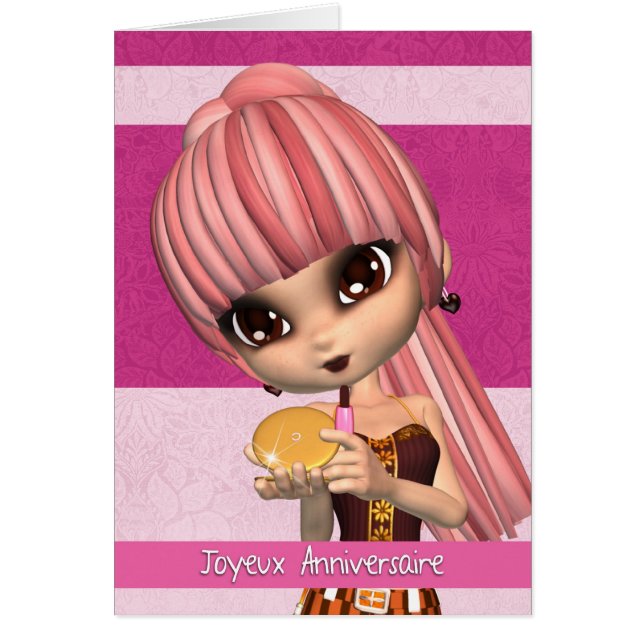 Tarjeta de lengua francesa Joyeux Anniversaire (Frente)
