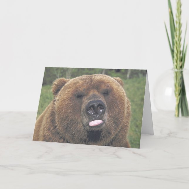 Tarjeta de lengua grizzly Bear (Anverso)