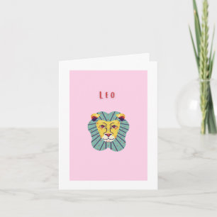 Tarjeta de Leo lindo, zodiaco, signo zodiacal