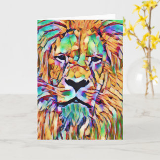 Tarjeta de león - Arte vibrante
