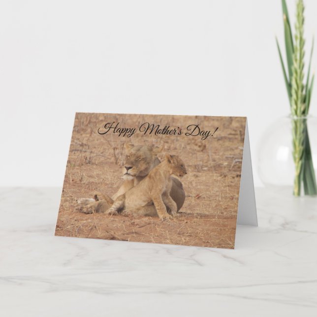 Tarjeta de León del Día de la Madre Feliz (Anverso)