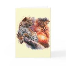 Tarjeta de Leopardo Relajándose en una Rama #1