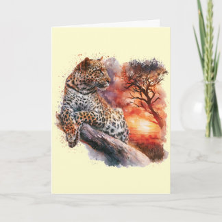 Tarjeta de Leopardo Relajándose en una Rama #1