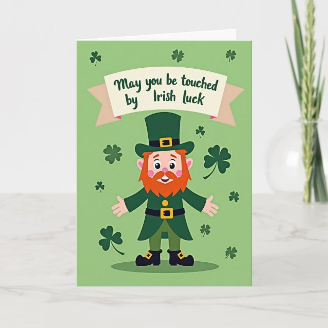 Tarjeta de Leprechaun de Suerte Irlandesa (Anverso)