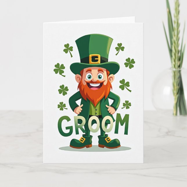 Tarjeta de Leprechaun Novio Afortunado (Anverso)