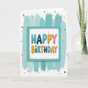 Tarjeta de letra 3D azul turquesa jubilosa