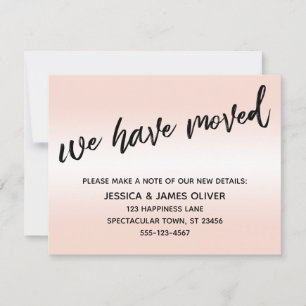 Tarjeta de letra a mano Blush Pink Ombre We've Mov