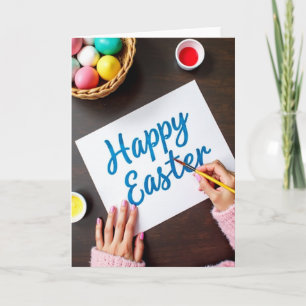 Tarjeta de letra azul de Pascua