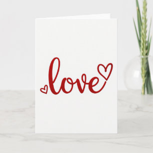 Tarjeta de letra brillante con corazones de amor r