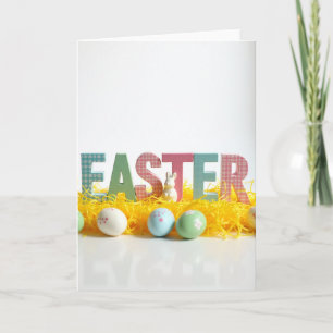 Tarjeta de letra de madera festividad de primavera