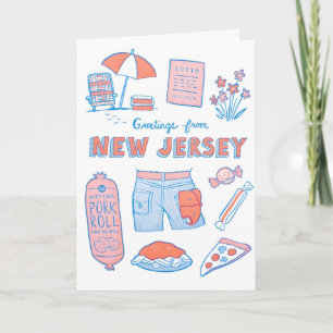 Tarjeta de letra de Nueva Jersey con saludos