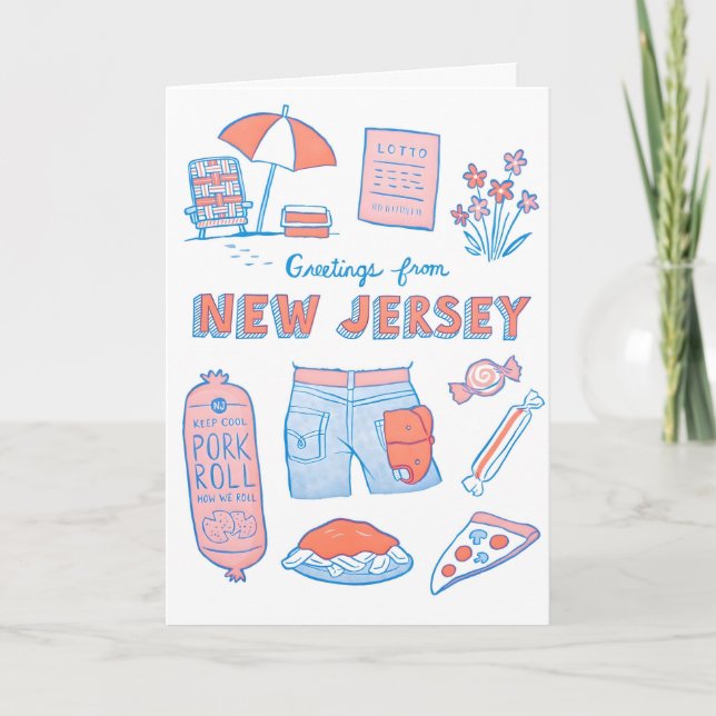 Tarjeta de letra de Nueva Jersey con saludos (Anverso)