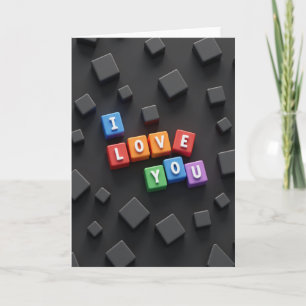 Tarjeta de letra en bloque 'Te Amo'