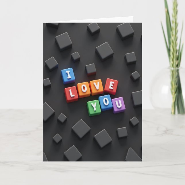 Tarjeta de letra en bloque 'Te Amo' (Anverso)