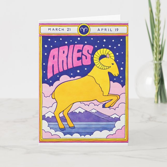 Tarjeta de letra impresa Aries (Anverso)
