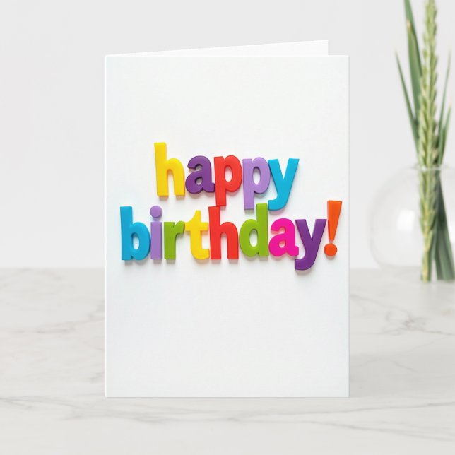 Tarjeta de Letras 3D Alegres (Anverso)