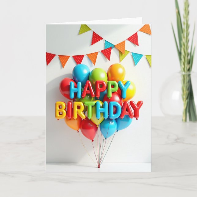 Tarjeta de Letras Brillantes de Cumpleaños Feliz (Anverso)