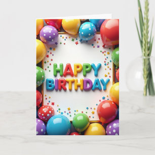Tarjeta de Letras de Cumpleaños Vibrantes