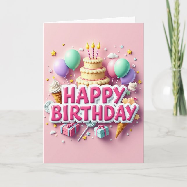 Tarjeta de Letras Esponjosas Dulces (Anverso)