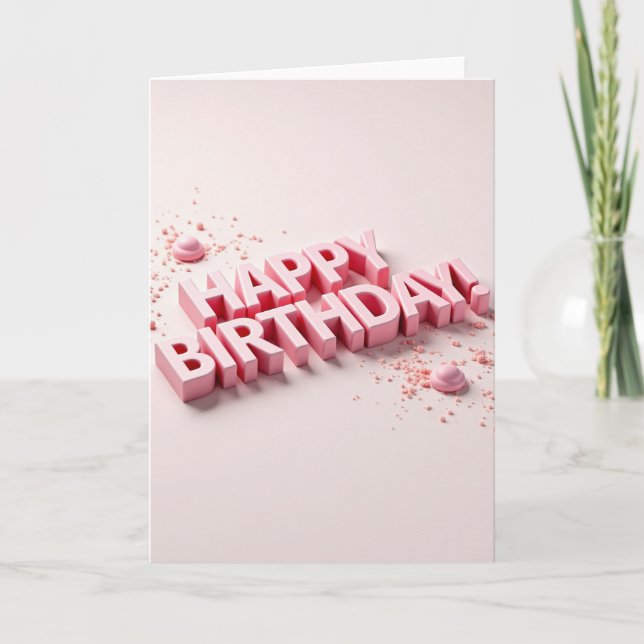 Tarjeta de Letras Rosadas Dulces (Anverso)