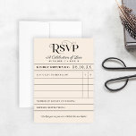 Tarjeta de libro de biblioteca de vintage Boda Tar<br><div class="desc">Estas originales tarjetas de biblioteca con tarjetas RSVP son perfectas para una boda vintage o un evento temático de libro. Personalice el texto "estampado" del personalizado con su fecha de retorno, los nombres de la novia y del novio (como autores), un título personalizado e instrucción especial en la parte inferior....</div>