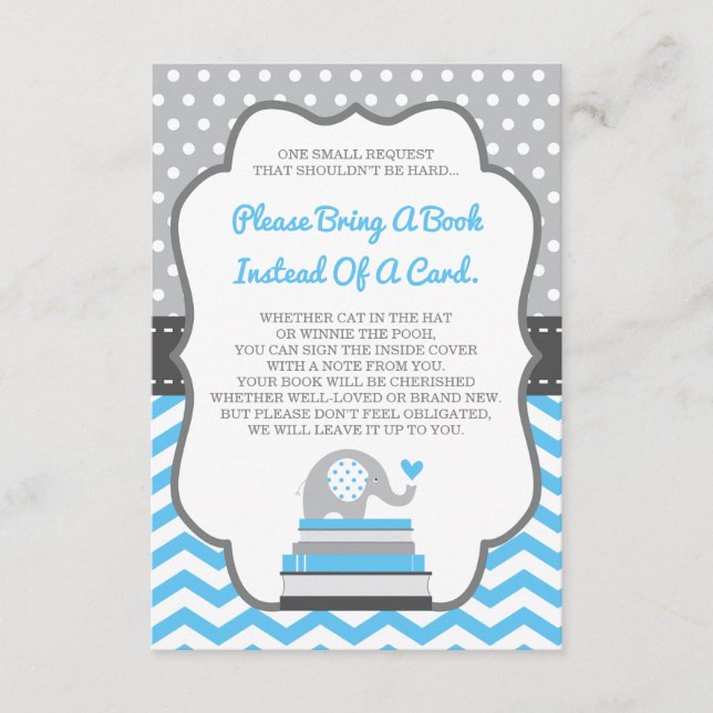 Tarjeta de libro, elefante, COLOR EDITABLE (Anverso)