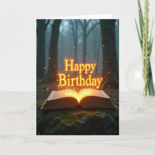 Tarjeta de libro mágico brillante