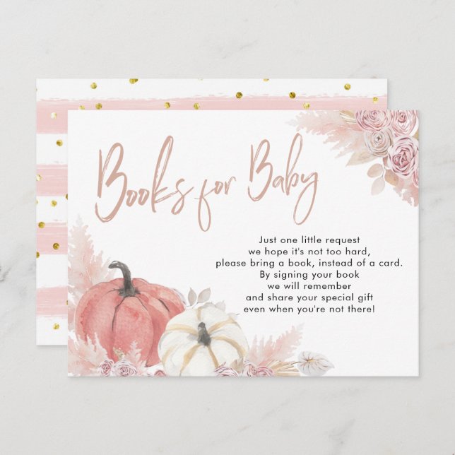 Tarjeta de libros de calabaza bohemio para bebé en (Anverso / Reverso)