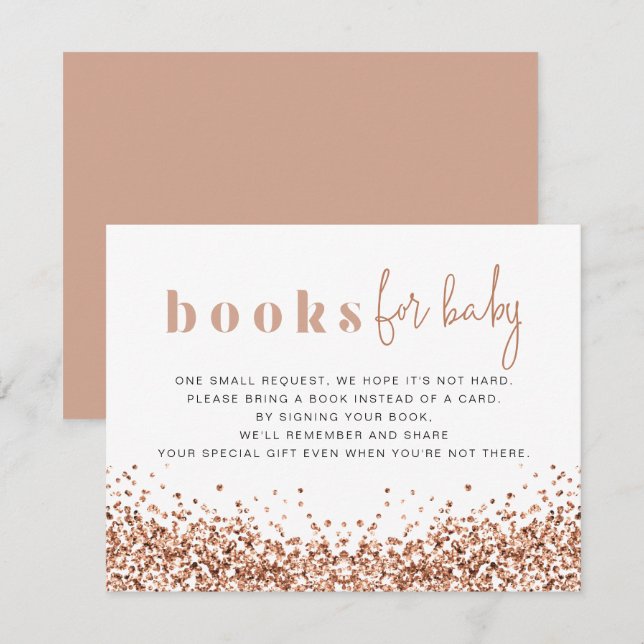 Tarjeta de libros de rosa dorado REGINA para bebé (Anverso / Reverso)