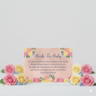 Tarjeta de libros para bebé en baby shower de cala